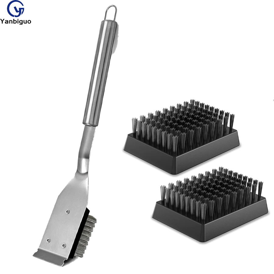 Grillbürste und Schaber, Draht-BBQ-Grillbürste für Outdoor-Grill, 16,5-Zoll-Reinigungs-Grillzubehör, sichere Reinigungsbürste Image