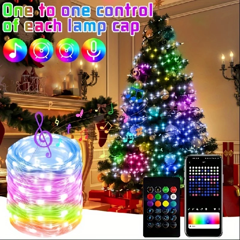 LED fée lumière téléphone App télécommande WS2812B RGB LED chaîne bricolage intelligent IC adressable Dreamcolor jardin fête décor de noël