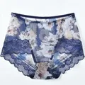 Sous-vêtements en dentelle transparente pour femmes, grande taille 3XL, Style rétro, maille, Sexy, grande élasticité, taille moyenne, culottes élégantes