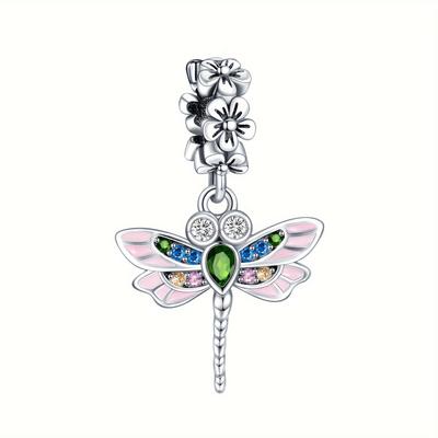 TEMU S925 For Bracelets Dragonfly Flower Enamel Dangle Charm Pendant Fit Bracelets Necklace Luxury Gift Diy Jewelry Making