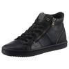 Sneaker GEOX "D BLOMIEE B", Damen, Gr. 35, schwarz, Lederimitat, Reptilienprägung, casual, Schuhe, High Top Sneaker, Schnürboots, Winterboots mit Reißverschluss