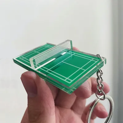 Badminton Keychain Souvenir Mini Tennis Pendant Table Tennis Table Three-dimensional Acrylic