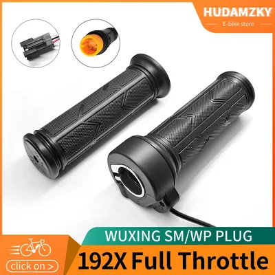 WUXING 192X Full Twist Throttle Electric Bicycle Right Handle Throttle Waterproof/SM Connector for E Bikes or Electric Scooter