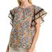 J. Crew Tops | J Crew Liberty Fabric Margaret Annie Poplin Top Floral Cotton Blouse Women Xxs | Color: Blue/Orange | Size: Xxs