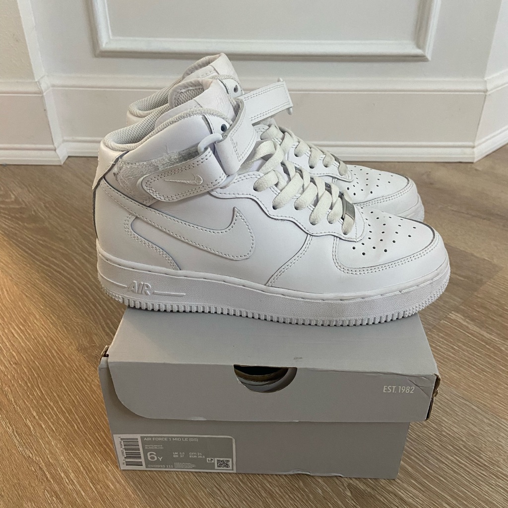 Nike Shoes | Authentic Nike White Air Force 1 Mid Sneakers | Color: White | Size: 7.5