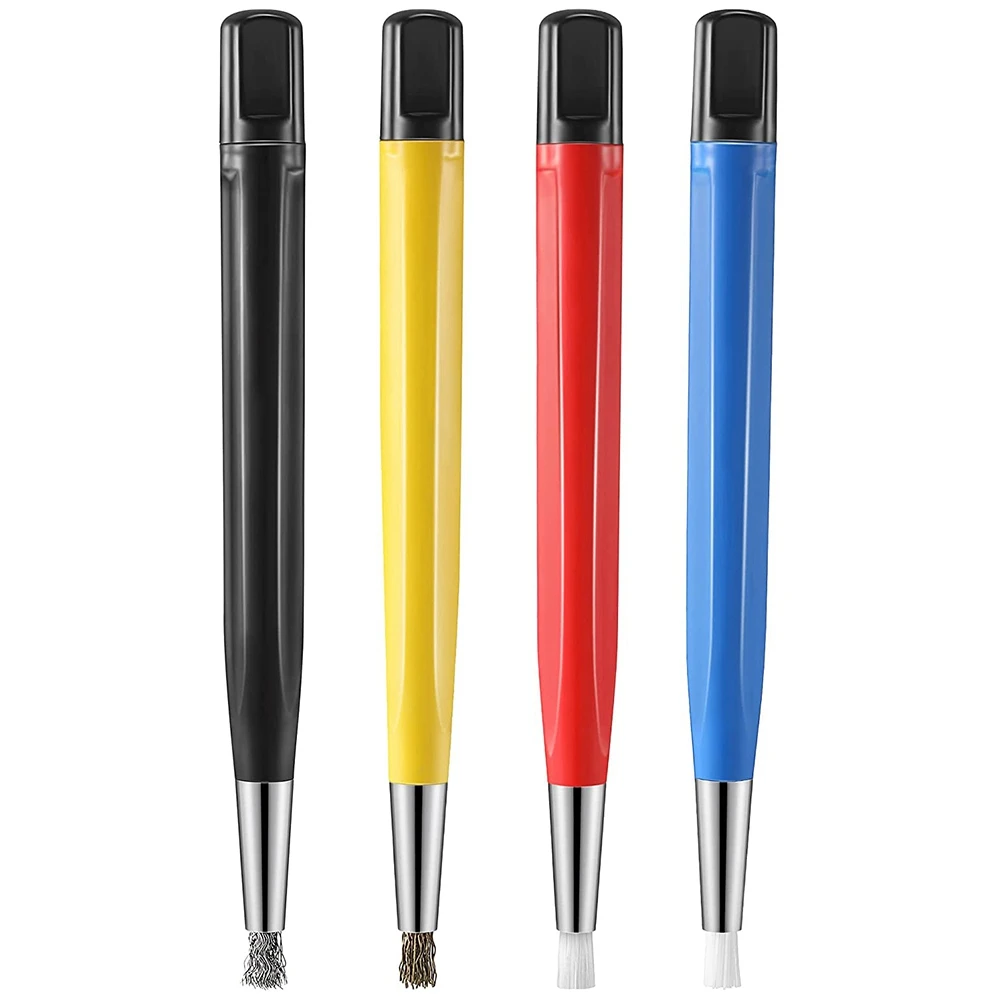 4 teile/satz Rosten tfernungs bürste Stift Glasfaser/Messing/Stahl/Nylon Bürste Stift form Uhr Teile Polieren Reinigungs werkzeug Image