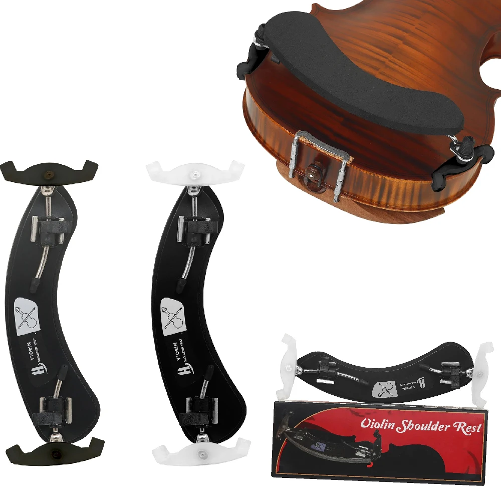  1/8 3/4-4/4 Violine Schulterstütze Einstellbare Violine Schulterpolster mit Schwamm Pad Anti Wolf Schwarz/Weiß Füße Violine Zubehör Image