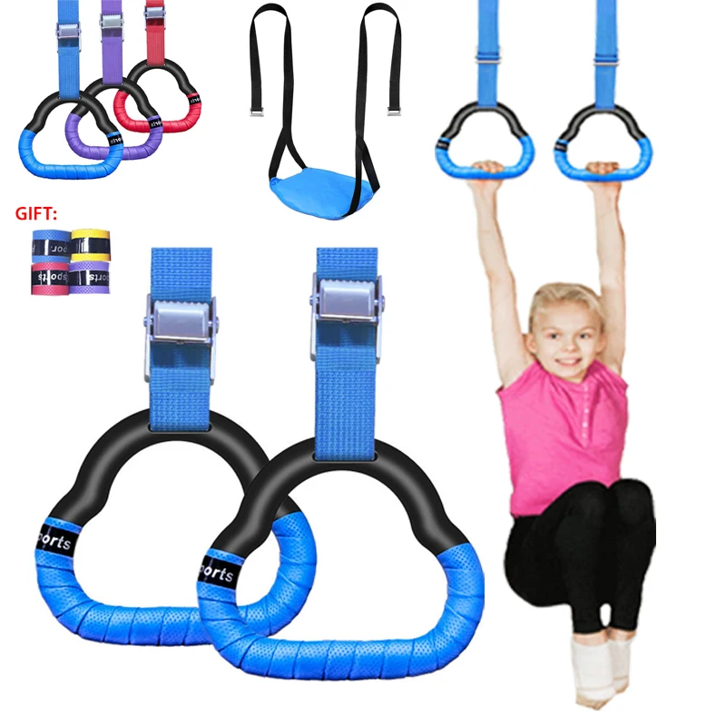 Gymnastikringe für Kinder, Sportspielzeug, rutschfeste Gymnastikringe mit Schaukel, verstellbare Riemen, Klimmzug, Workout, Gymnastik, Fitnessgeräte, Spielzeug Image