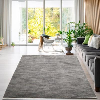 Teppich GINO FALCONE "Corduletta UNI", grau (dunkelgrau), B:180cm H:10mm L:280cm, Polypropylen, Teppiche, Kurzflor, meliert, moderne Cord Struktur, mit Fransen Image
