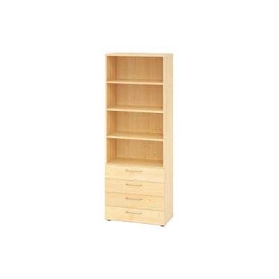 bümö smart Schubladenschrank, Büroschrank 80cm breit in Ahorn mit 4 Schüben & 4 Regalfächern - Bürocontainer aus Holz, Container mit Metallgriffen & Image