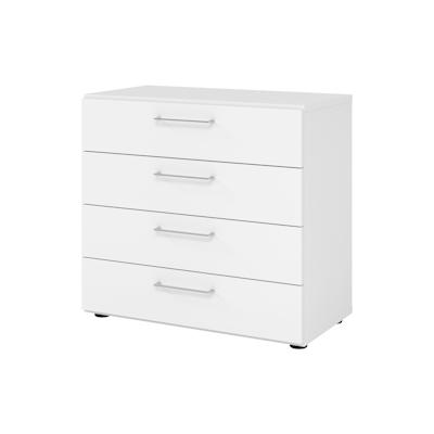 bümö smart Schubladenschrank, Büroschrank 80cm breit in weiß mit 4 Schüben - Bürocontainer aus Holz, Container mit Metallgriffen & Soft-Stop Image