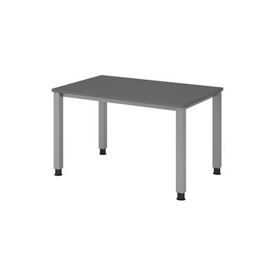 bümö manuell höhenverstellbarer Schreibtisch 120x80 cm in Graphit, Metall-Gestell: Silber - PC Tisch höhenverstellbar & belastbar bis 140 kg, Büro- Image