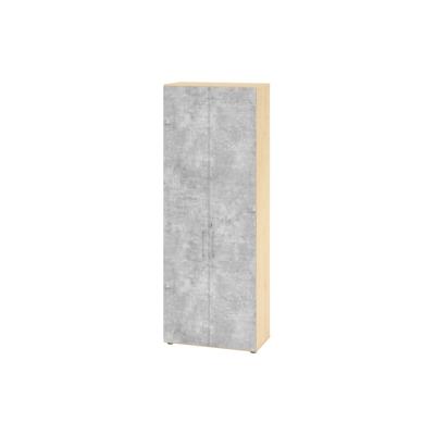 bümö Aktenschrank abschließbar, Büroschrank Holz 80cm breit in Ahorn/Beton - abschließbarer Schrank mit Aktenregal für's Büro & Arbeitszimmer, Büro Image