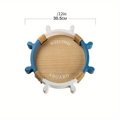TEMU Mediterranean Wooden Tray, Farmhouse Decor, Storage Cup Tray, For Living Room Office Decor, Valentine's Day New Year Easter Day Gift Image