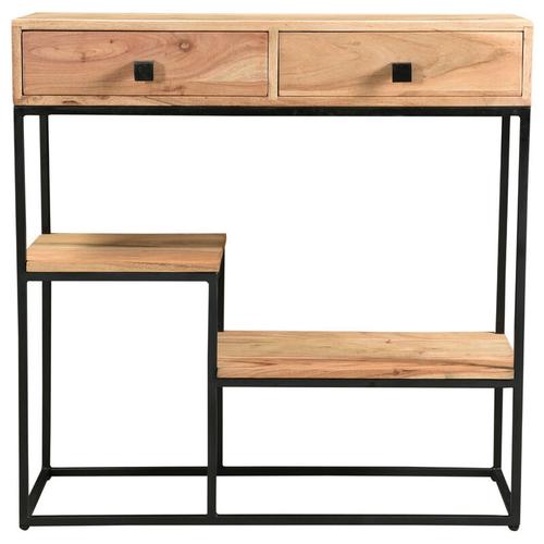 Konsole 2 Schubladen aus Akazienholz und Metall L80 cm GRENELLE