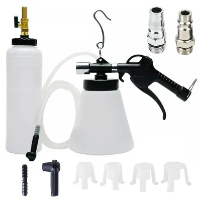 Pneumatic Brake Fluid Bleeder Tool Kit with Extractor and Refill Bottle 1L Vacuum Brake Oil Change