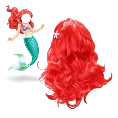 Little Mermaid Ariel Princess Girl Wig Accessories Halloween Carnival Party Kids Anime Red Wig with