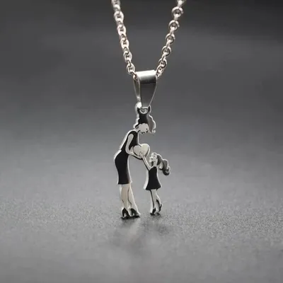 Mother And Children Necklace Stainless Steel Mom Son Daughter Pendants Necklaces Family Jewelry