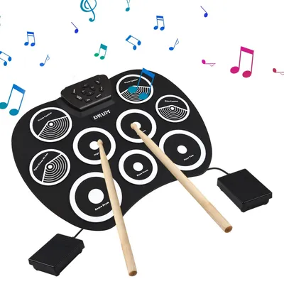 Electronic Drum Set Hand-rolled Drum 9-pad MIDI Interface Supports DTX Games Portable Drum Set Gifts