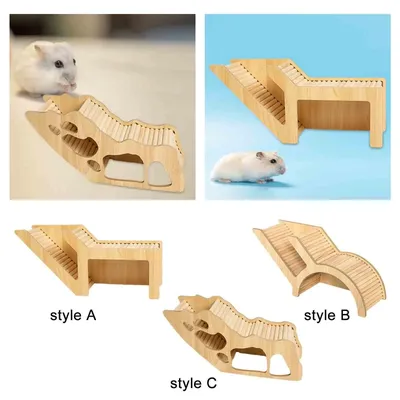 Washable Hamster Hideaway Wooden Hamster House with Climbing Ladder Small Pet Castle Home for Dwarf