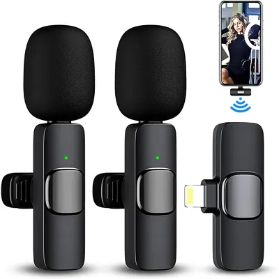 Wireless Lavalier Microphone for iPhone Android Handy Microphone Plug Play Wireless Microphone for