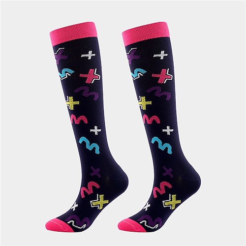 Kompressionsstrümpfe Sportsocken laufsocken 1 Paar Farbblock Damen Röhrensocken Atmungsaktiv Schweißableitend Komfortabel Fitnesstraining Basketball Laufen Joggen Radsport Sport Herz Mehrfarbig Image