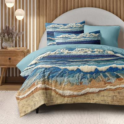 Summer Seaside Duvet Cover Set Cotton Aqua Ocean Pattern Set Soft 3-Piece Luxury Bedding Set Home Decor Gift Twin Full King Queen Size Duvet Cover