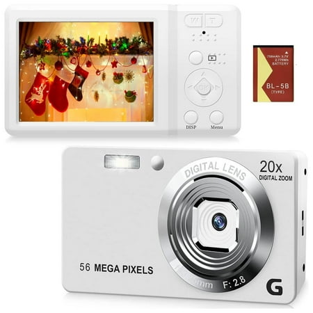 Digital Camera 2.7 Inches Screen 56MP 4K HD Video Output 20X Zoom Built in Flash Anti Shake Kids Camera for Teens Students Boys Girls