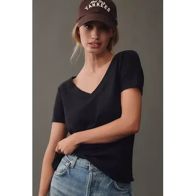 The Bennie Slim Crew Neck Cotton-Slub T-Shirt by Pilcro: V-Neck Edition