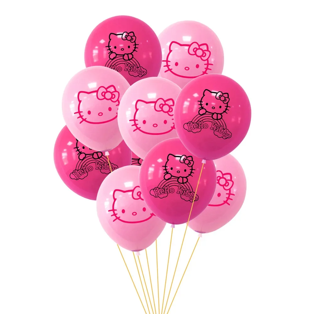 10 stücke Cartoon Hallo Kitty 12 Zoll Rosa Latex Ballons Set Hochzeit Kinder Geburtstag Party Dekoration Mädchen Baby Dusche globos Spielzeug Image