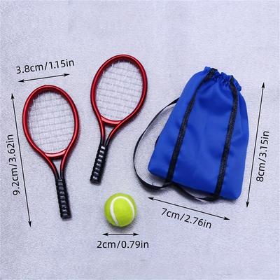 TEMU 4pcs Dollhouse Mini Tennis Racket Set, Sports Supplies, Outdoor Props, Model Accessories, Ornaments