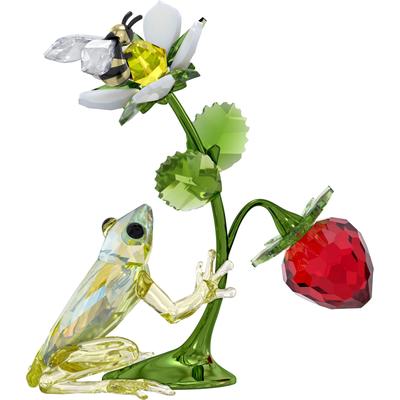 Dekofigur SWAROVSKI "Kristallfigur Sammelfigur Idyllia Frosch, Biene und Erdbeere, 5667599", bunt (grün, rot, kristallweiß, gelb, goldfarben, weiß, schwarz), Dekofiguren, B/H: 5,4cm x 8,3cm, Frosch, Biene und Erdbeere, Swarovski Kristall, Metall,... Image