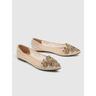 Elegant Women's Beige Lace Ballet Flats with Ornate Rhinestone Embellishments – Perfect for Weddings and Formal Events