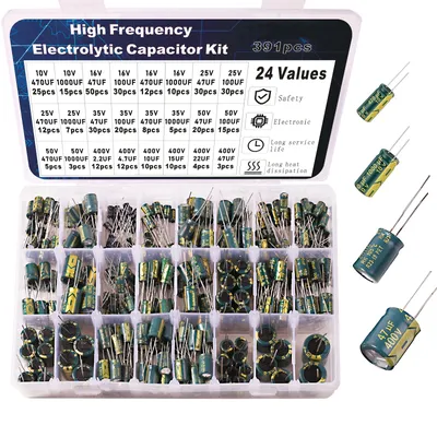 Elektrolytkondensator-Kit, Hochfrequenz-Sortiment, 10 V, 16 V, 25 V, 35 V, 50 V, 400 V, 10 uf, 100 Image