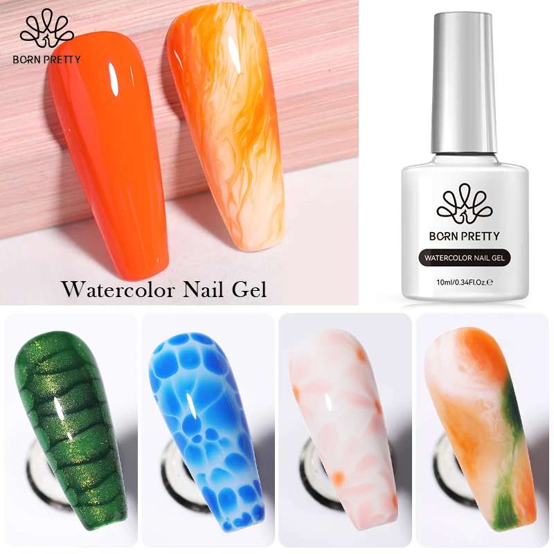 BORN PRETTY Clear Nail Aquarell Gel 10 ml Soak Off UV LED Functional Gel Nagellack Spreading Effect Marmor Naturstein Image
