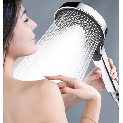 New 13.5CM Big Panel Booster Mixer 3 Modes Shower Head High Pressure Water Saving Faucet Mixer Hose Set Bathroom Accessories