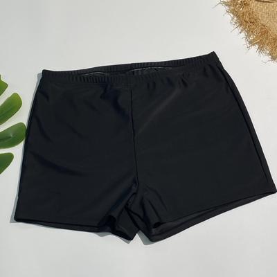 TEMU Women's Plus Size Bikini Bottoms - Stretchy, Non-see-through Nylon & Elastane , Fashionable Solid Color Swim Shorts, Swimwear Image