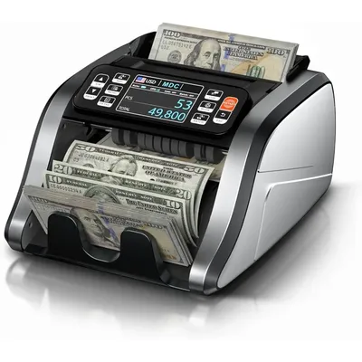 Mixed Denomination Money Counter Machine, Value Counting, UV/MG/IR/DD Counterfeit Detection, 3.5"