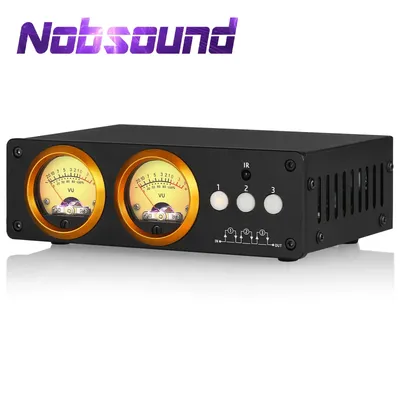 Nobsound L3 3-way Loop Switcher Box Stereo 1(3)-IN-3(1)-OUT Audio Selector RCA Splitter with VU