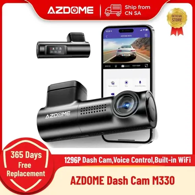 AZDOME M330 Car DVR 1296P Dash Cam Smart Voice Control WiFi Free APP G-sensor Emergency Record