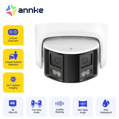 ANNKE Smart Home 180° 8MP DUO POE Dual Lens Wide View Outdoor Video POE Camera,4K AI Human