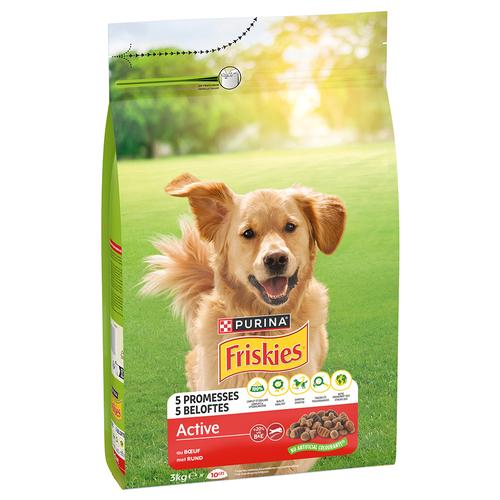 3kg Purina Friskies Adult Hund Active mit Rind Hundefutter tocke