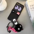 Custodia per telefono con braccialetto in peluche con sfera di carbone nera carina per Motorola Moto Razr 40 ultra Razr 60 50 Razr 2023 2024 Custodia protettiva con cerniera