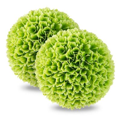 Costway 2 Pieces Artificial Plant Topiary Balls Faux Boxwood Decorative Balls-Green