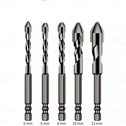 Hochfester Exzenter-Spiralbohrersatz - Schnellarbeitsstahl für Holz, Kunststoff und Metall - vielseitiges und langlebiges Gewindeschneidwerkzeug - Größen 6 mm, 8 mm, 10 mm, 12 mm erhältlich Image