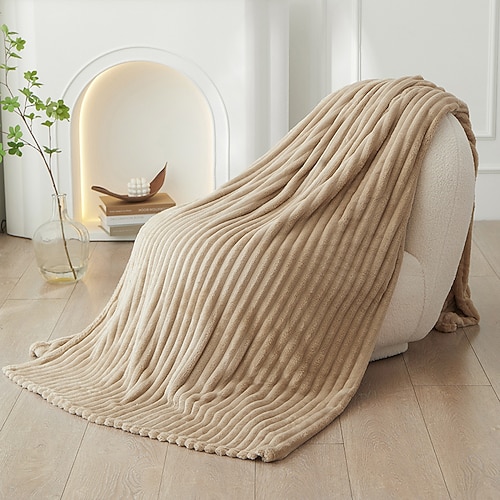 3D-gerippte Jacquard-Fleece-Flanell-Samtplüsch-Deko-Bettdecke – superweich, plüschig, flauschig, flauschig, warm, gemütlich, perfekt für Couch, Bett, Sofa im Herbst und Winter. Image