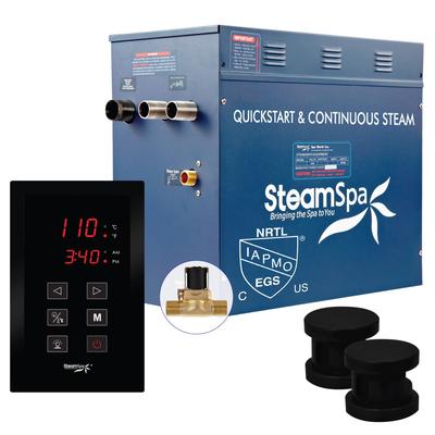 SteamSpa Oasis 10.5 KW QuickStart Acu-Steam Touch Panel Bath Generator Package with Built-in Auto Drain in Matte Black