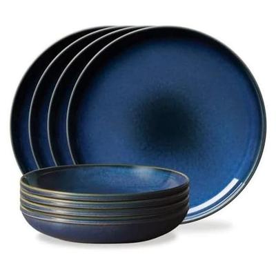Corelle Stoneware 8 Piece Dinnerware Set, Reactive Glazes, Service for 4, Navy - Service for 4, Navy