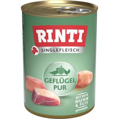 Sparpaket: 24x400g RINTI Singlefleisch Geflügel pur Hundefutter nass