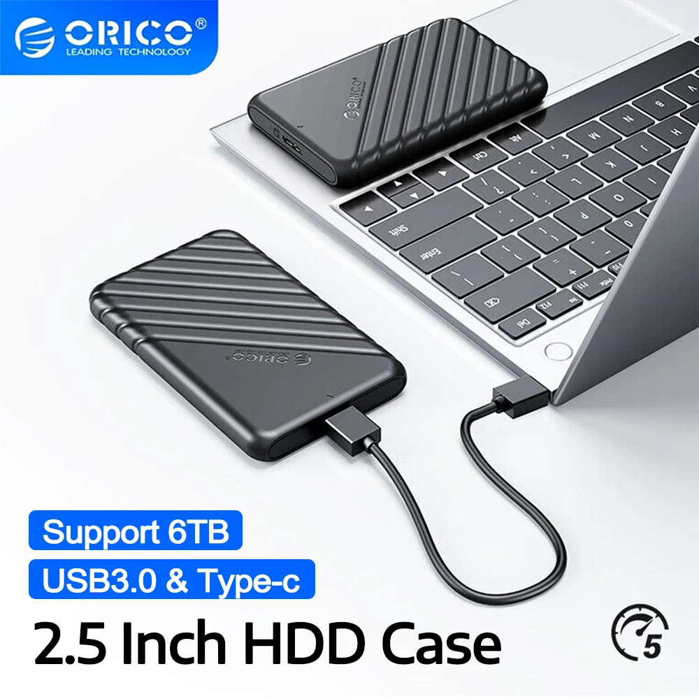 ORICO 2,5-Zoll-Festplattengehäuse USB Typ-C SATA 5Gbps für SSD HDD 9,5 7mm Externes Festplattengehäuse für PC Image